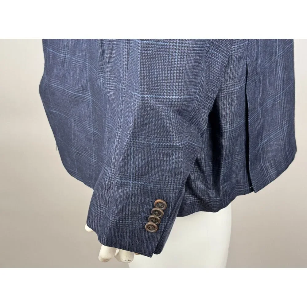 Proper Cloth REDA Bedford Jacket Men 54/3XL? NWOT Navy Glen‎ Plaid Lightweight